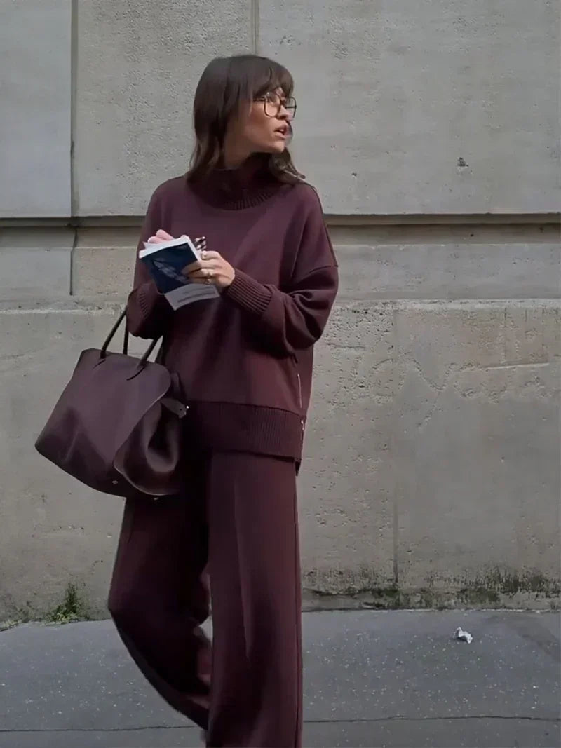 Women's Oversized Sweatshirt and Wide-Leg Pants Set