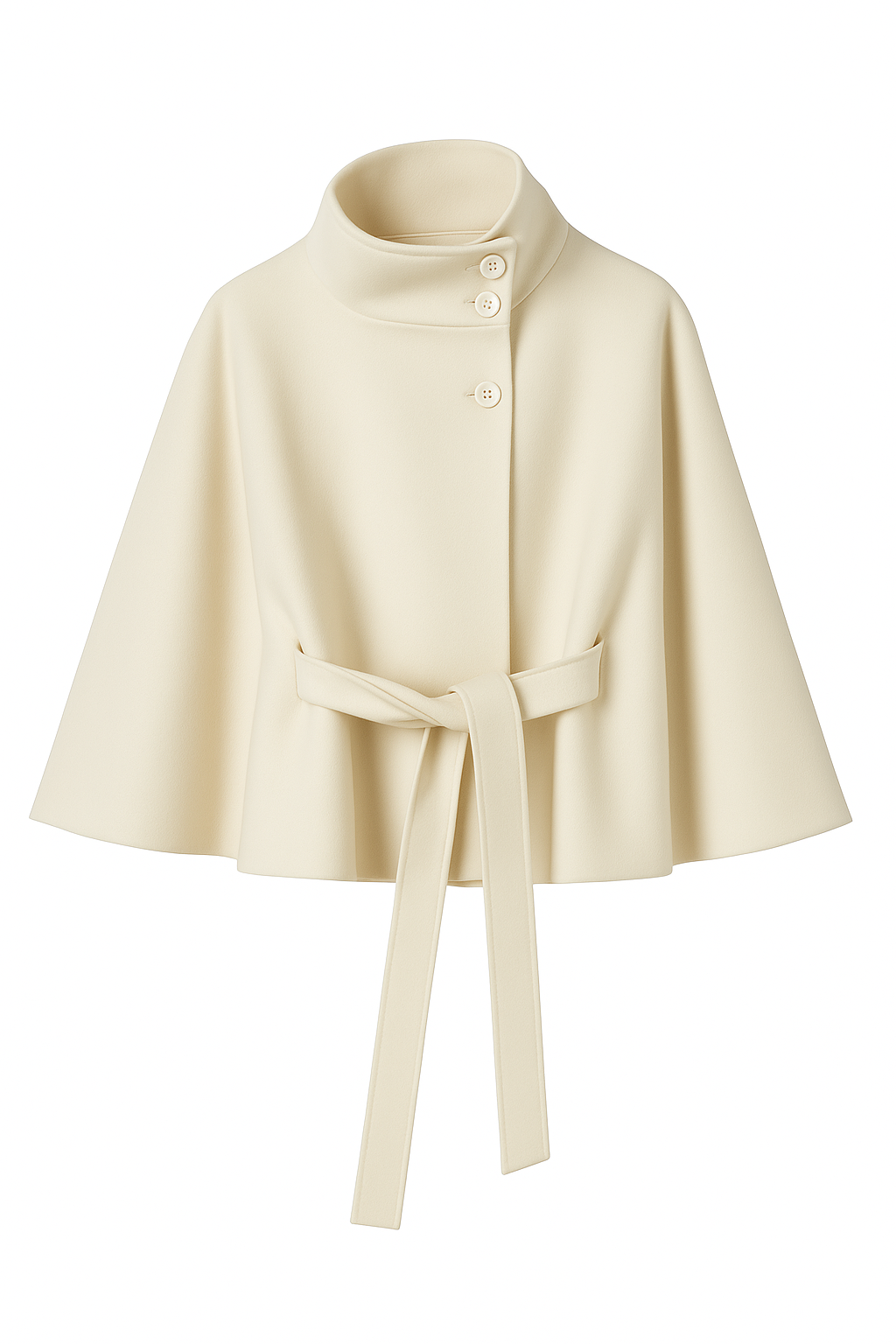 Women's Cape Coat with Belt and Button Closure