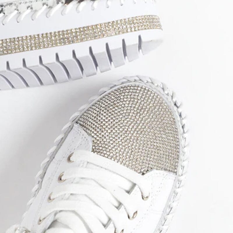 DIAMOND SILVER LEATHER SNEAKERS -Shine With Every Step ✨