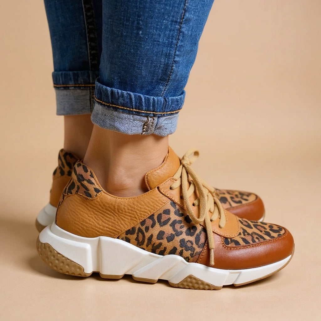 Pravira | Leopard Print Arch Support Sneakers — Walk All Day, Pain-Free