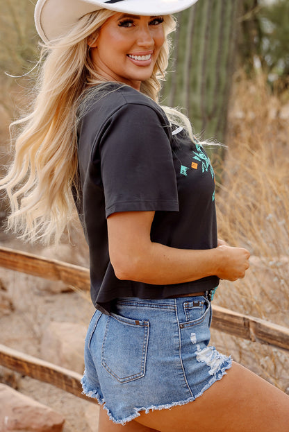 Bull Skull Aztec Graphic Tee — Vintage Carbon Grey Dear-Lover Dropshipping