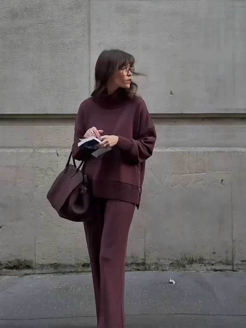 Women's Oversized Sweatshirt and Wide-Leg Pants Set