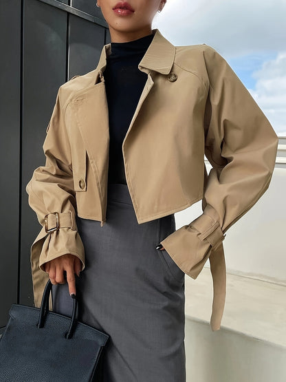 Caroline | Women’s Cropped Button-Up Trench Jacket