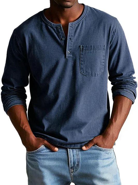Ben | Herren Langarm Henley-Shirt
