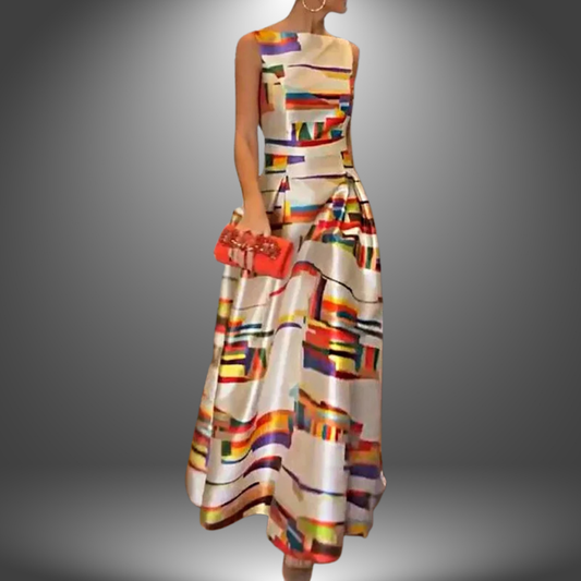Sarah | Damen elegantes Colorblock Maxikleid