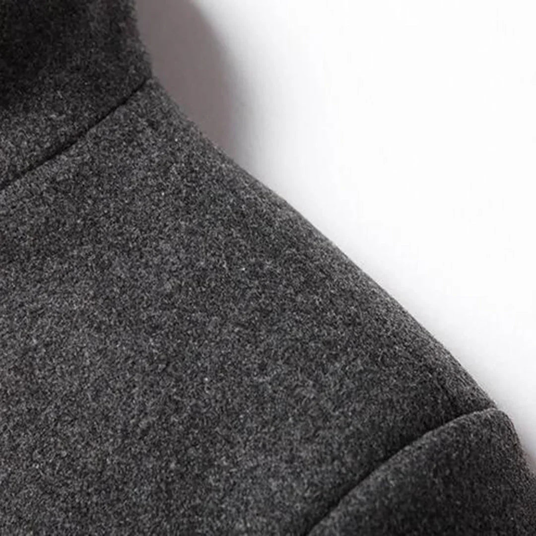 Men's Stand Collar Overcoat with Button Closure