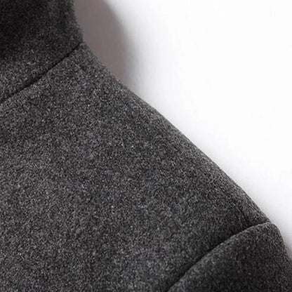 Men's Stand Collar Overcoat with Button Closure