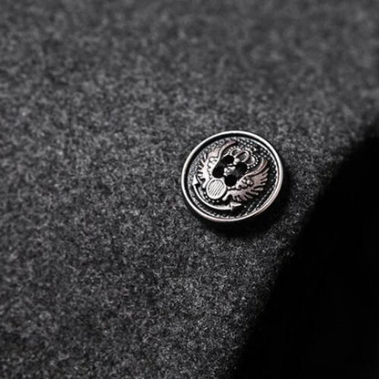 Men's Stand Collar Overcoat with Button Closure