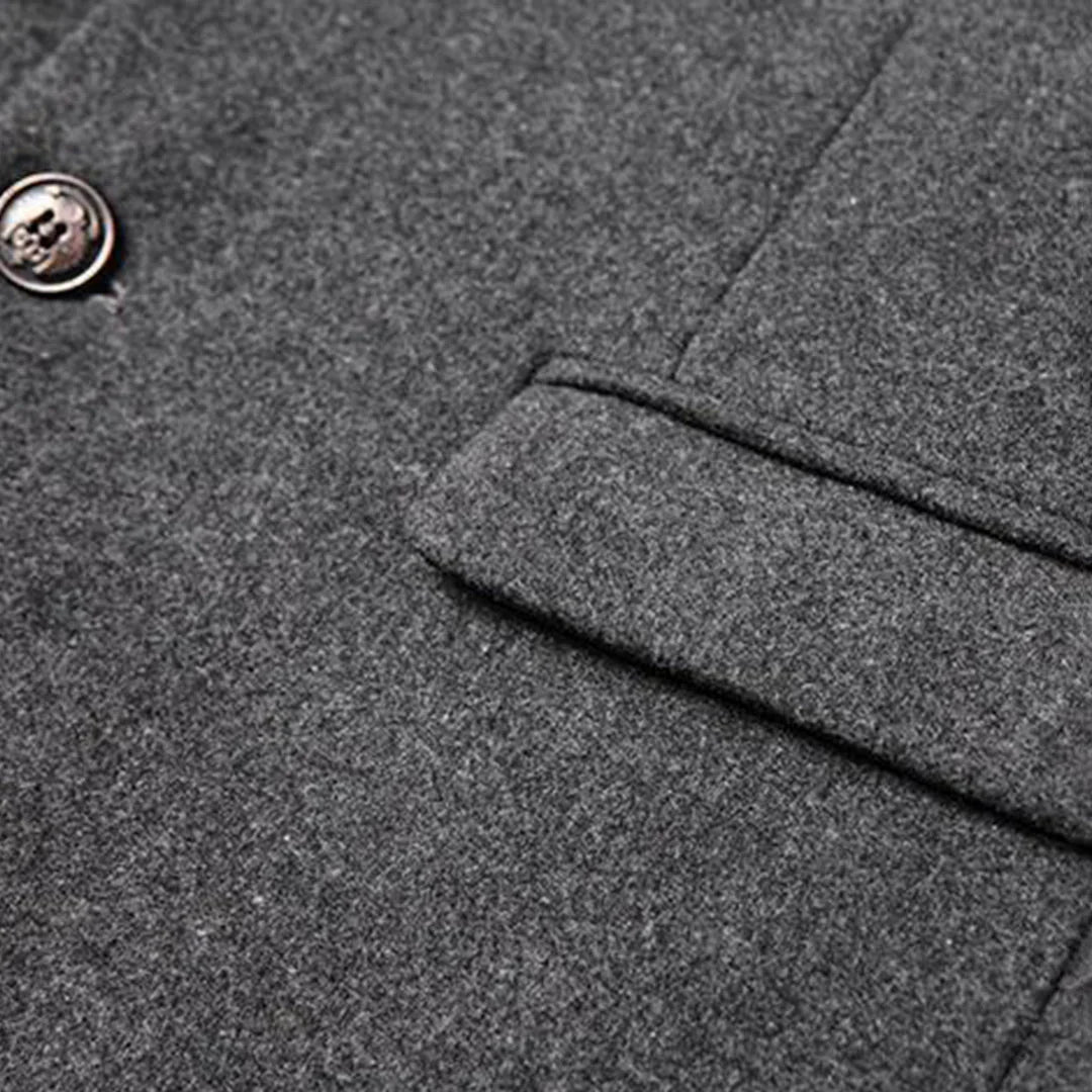 Men's Stand Collar Overcoat with Button Closure
