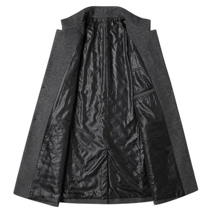 Men's Stand Collar Overcoat with Button Closure