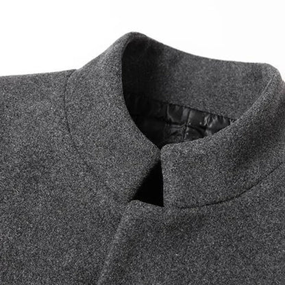 Men's Stand Collar Overcoat with Button Closure