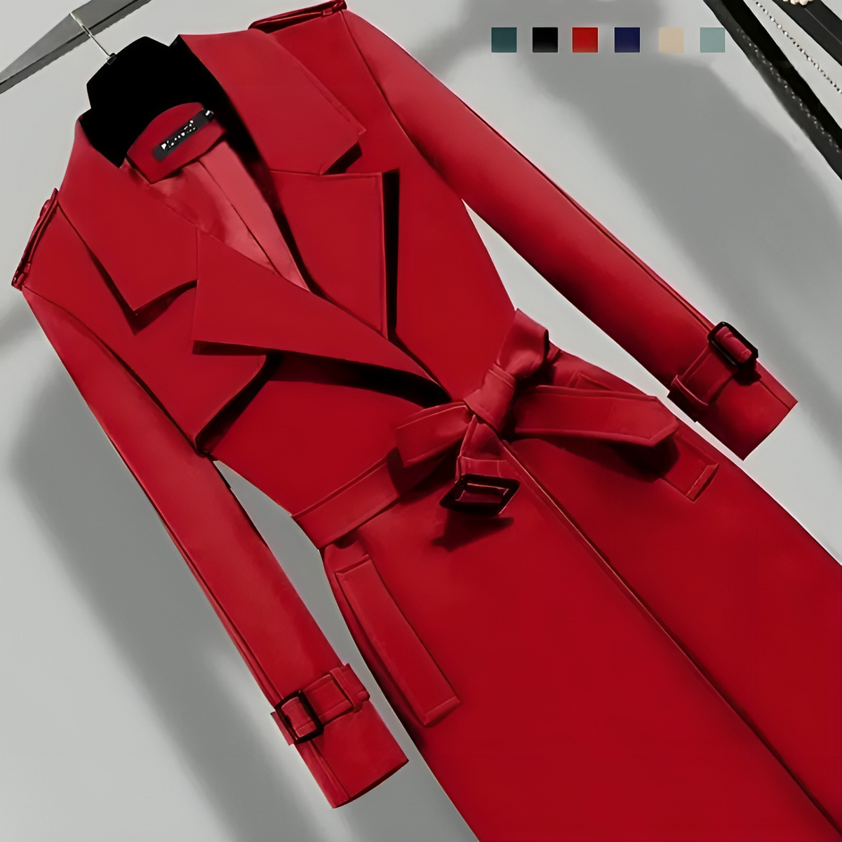Women's Belted Trench Coat with Notched Lapels for Spring