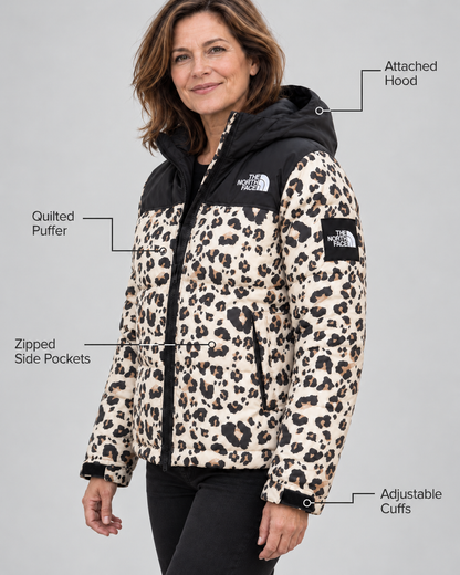 The North Face Women’s Leopard Print Hooded Puffer Jacket