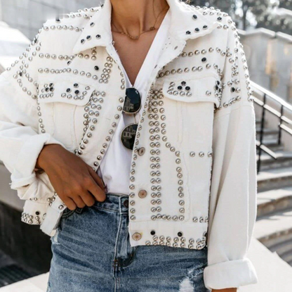Rachel | Women’s Studded Short Cropped Casual Jacket (OOS)
