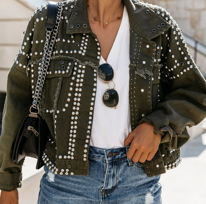 Rachel | Women’s Studded Short Cropped Casual Jacket (OOS)
