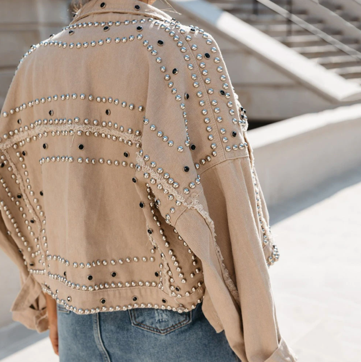 Rachel | Women’s Studded Short Cropped Casual Jacket (OOS)