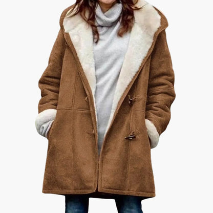 Women's Hooded Toggle Coat with Sherpa Lining