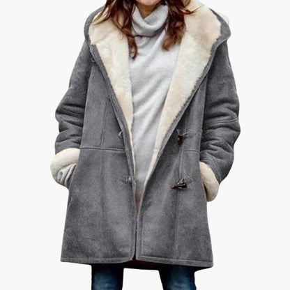 Women's Hooded Toggle Coat with Sherpa Lining