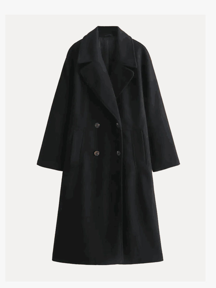Women's Oversized Wool-Blend Trench Coat Long Wrap