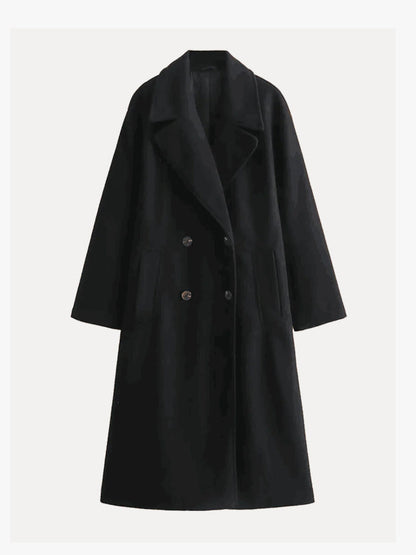 Women's Oversized Wool-Blend Trench Coat Long Wrap