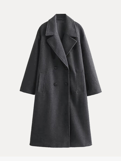 Women's Oversized Wool-Blend Trench Coat Long Wrap