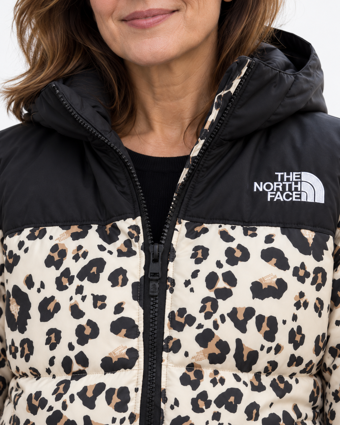 The North Face Women’s Leopard Print Hooded Puffer Jacket