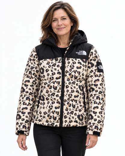 The North Face Women’s Leopard Print Hooded Puffer Jacket