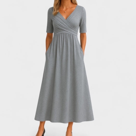 Jessica | Schickes Damen-Midikleid mit V-Ausschnitt
