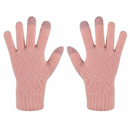 Women's Textured Knit Gloves Touchscreen Compatible