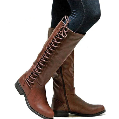 Lace-Up Knee-High Boots for Women – Stylish & Comfortable