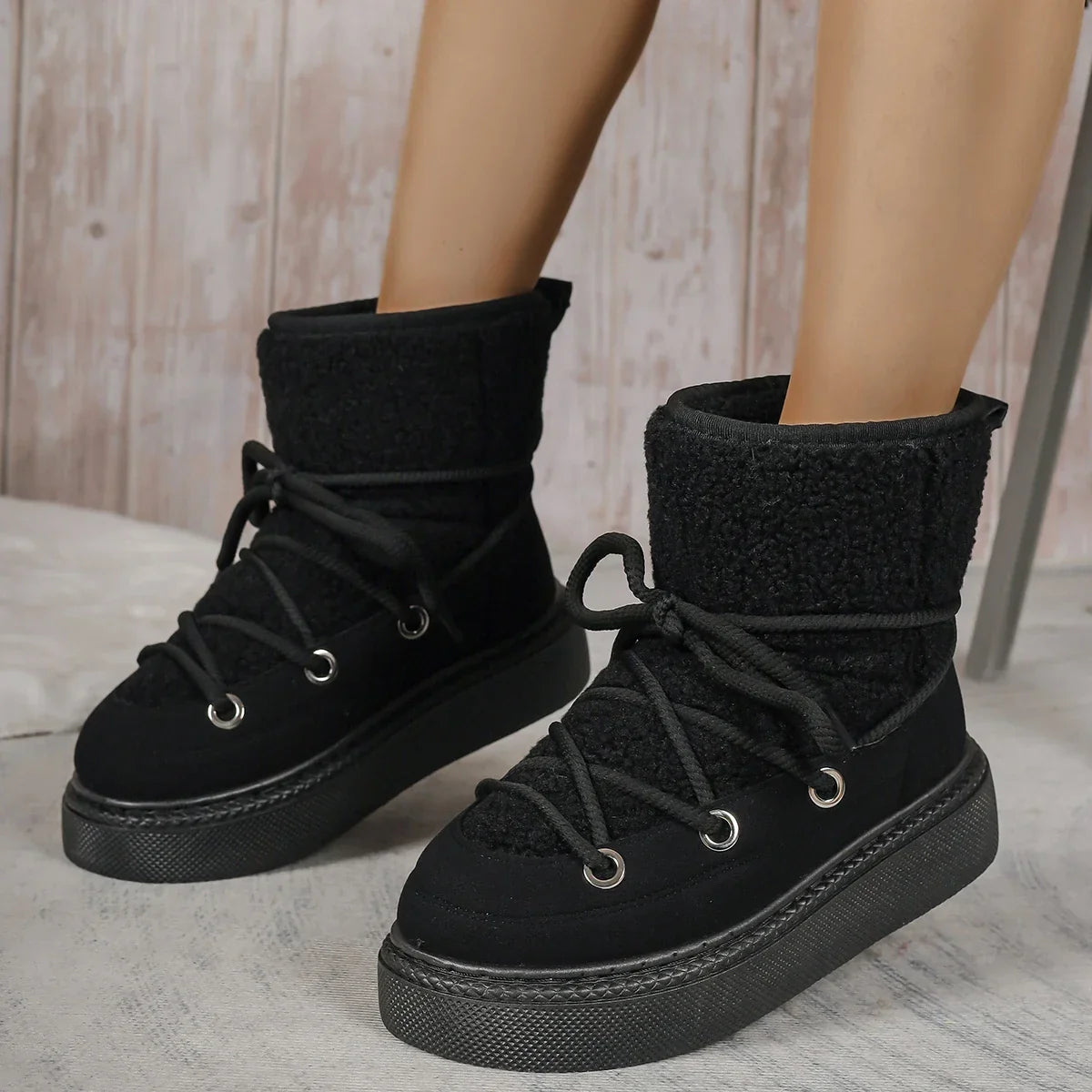 Lace-Up Winter Boots for Women – Cozy & Non-Slip Design
