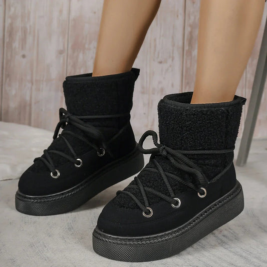 Lace-Up Winter Boots for Women – Cozy & Non-Slip Design
