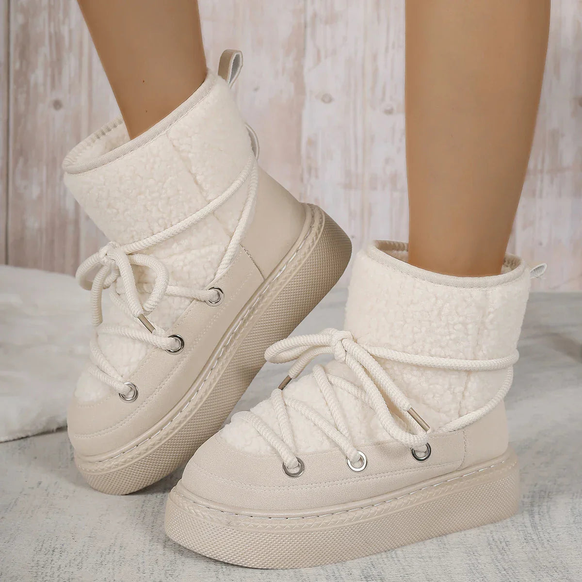 Lace-Up Winter Boots for Women – Cozy & Non-Slip Design