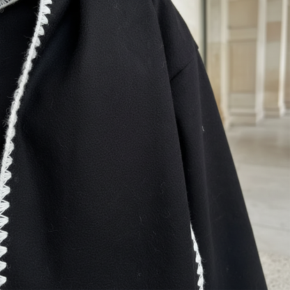 Women's Hooded Coat with Trim Detail and Relaxed Fit
