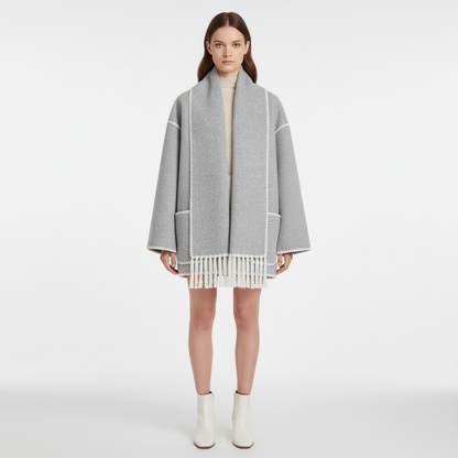 Women's Hooded Coat with Trim Detail and Relaxed Fit