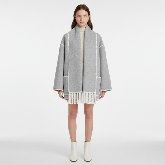 Women's Hooded Coat with Trim Detail and Relaxed Fit