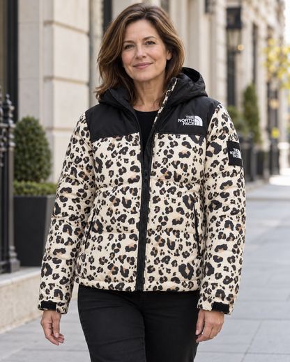 The North Face Women’s Leopard Print Hooded Puffer Jacket
