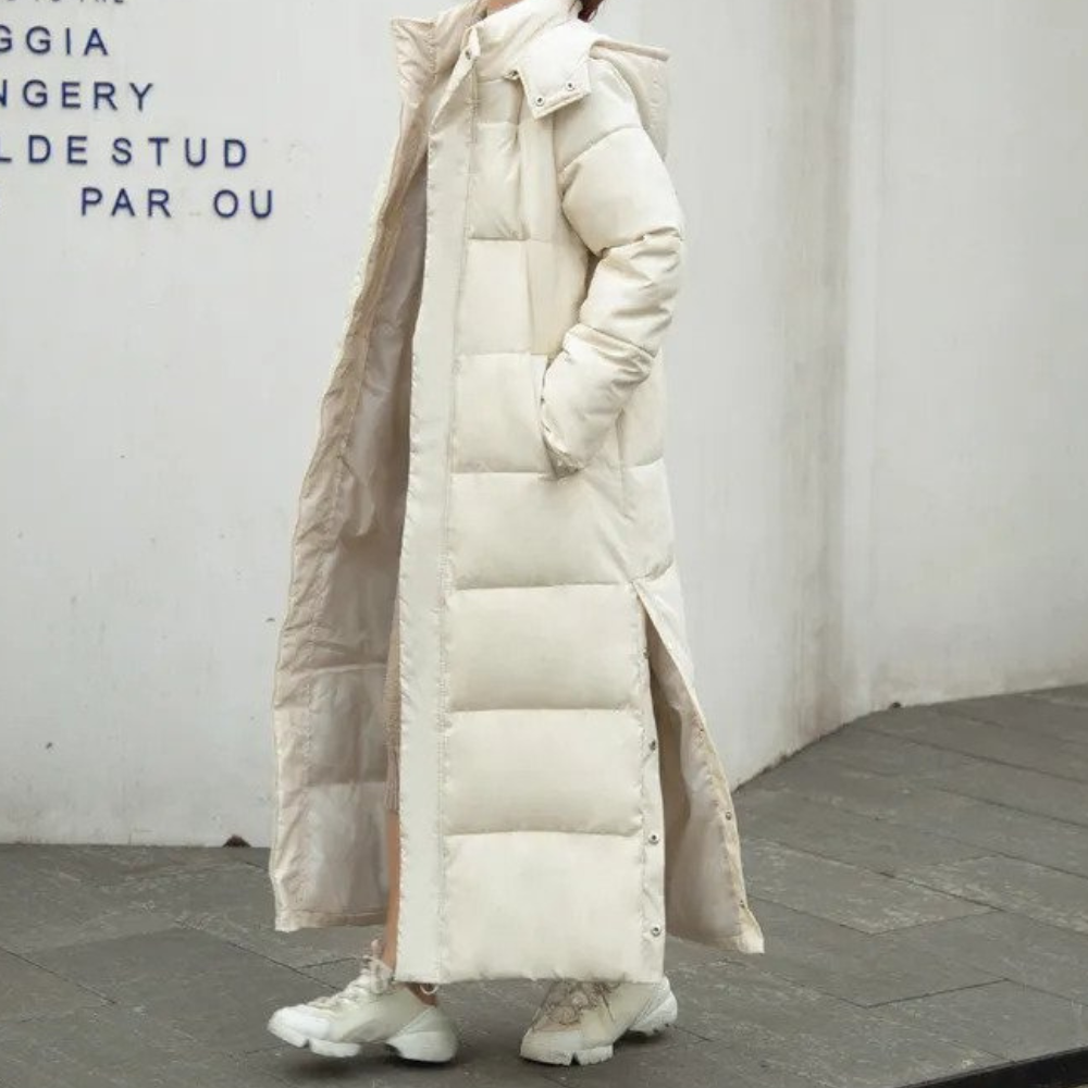 Fiona | Damen langer, gesteppter warmer Wintermantel
