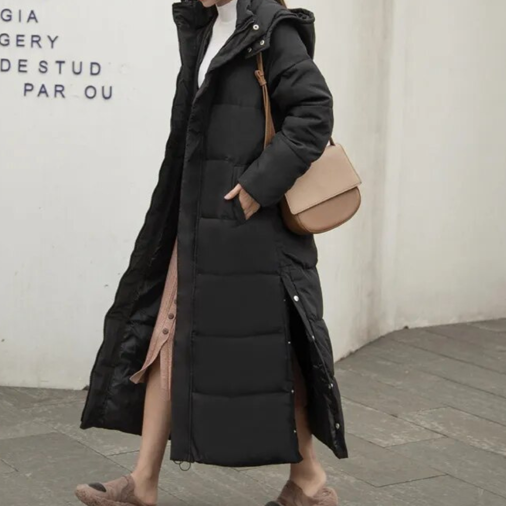 Fiona | Damen langer, gesteppter warmer Wintermantel