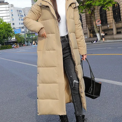 Fiona | Damen langer, gesteppter warmer Wintermantel