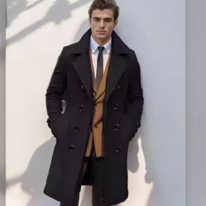 Men's Double-Breasted Trench Coat Notch Collar