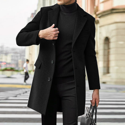 Men's Notch-Collar Tailored Overcoat with Flap Pockets