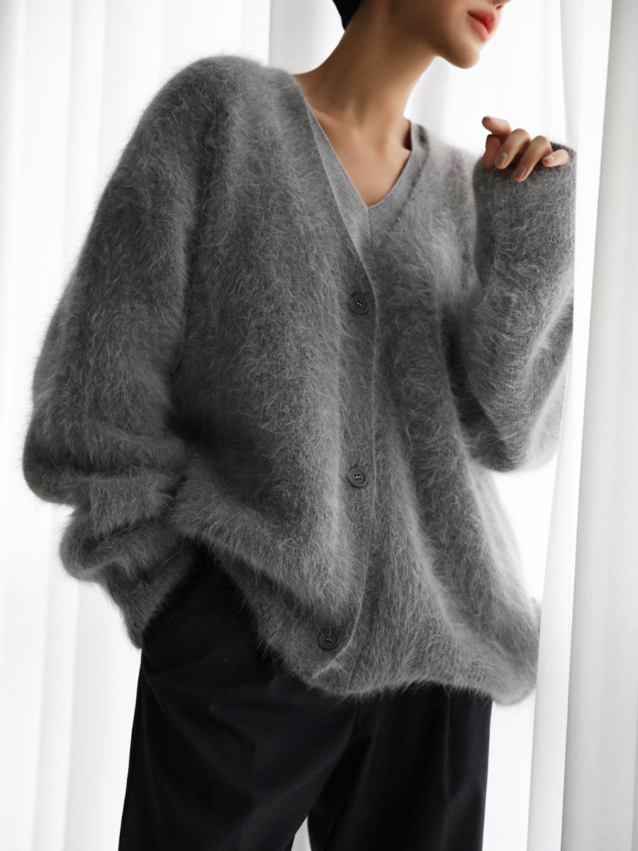 LM | Long-sleeved cardigan with dropped shoulders