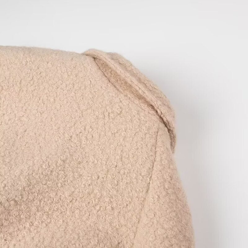 Women's Belted Coat Double-Breasted Long Teddy Coat
