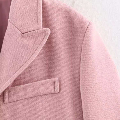 Women's Single-Button Longline Coat with Notched Lapels