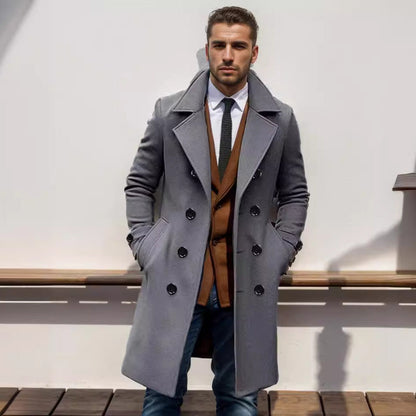 Men's Double-Breasted Trench Coat Notch Collar