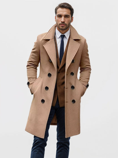 Men's Double-Breasted Trench Coat Notch Collar