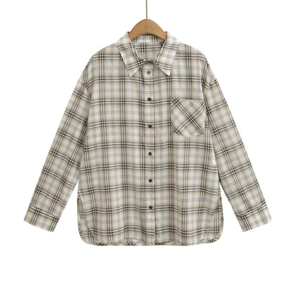 Women's Plaid Flannel Shirt Button-Front with Chest Pocket