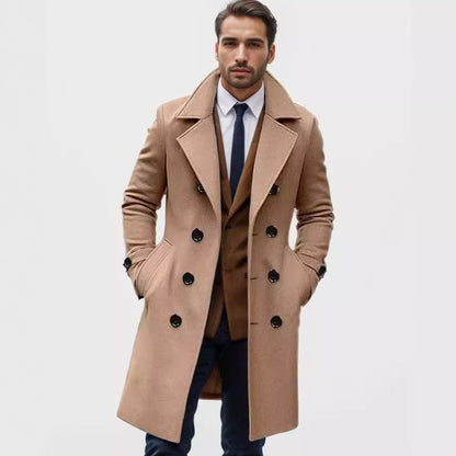 Men's Double-Breasted Trench Coat Notch Collar