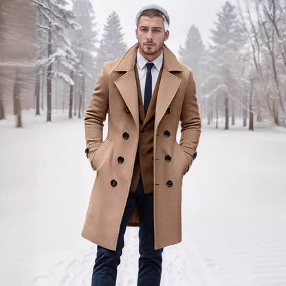 Men's Double-Breasted Trench Coat Notch Collar